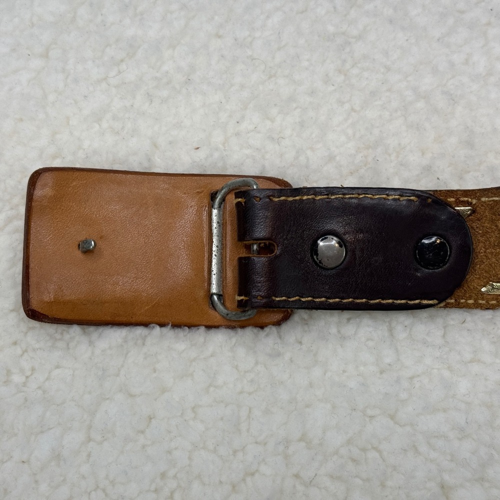 Vintage Hand Tooled Leather Belt Brown Southwestern Sunburst KING Ranch Wear M L - Picture 11 of 13